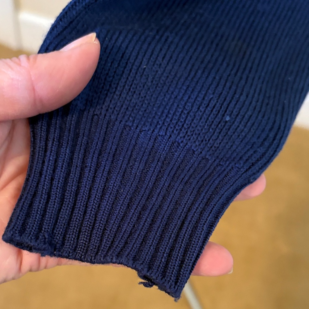 Men's Navy Ski Sweater with Red and Yellow Stripes Vintage perfect! M. - Picture 4 of 7